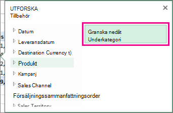 Knappen Öka detaljnivån i rutan Utforska