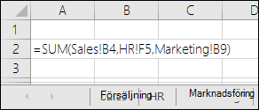 Formelreferens för flera blad i Excel