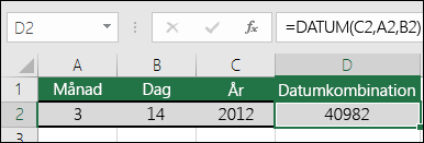 Funktionen DATUM, exempel 1