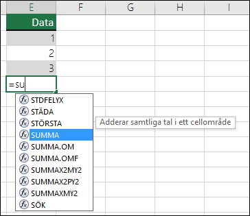 Komplettera formel automatiskt i Excel