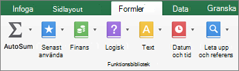 Klicka på text på fliken Formler.