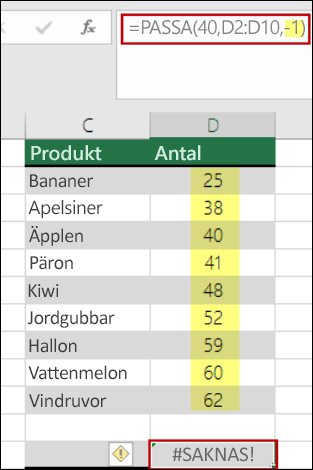 excel-funktionen PASSA