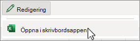 Skärmbild av Öppna Excel-skrivbordsappen