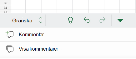 Undermenyn för Kommentarer på iPhone