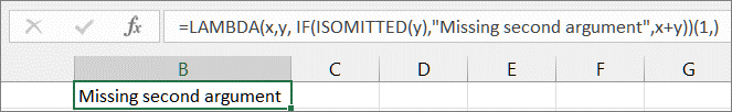 Exempel på funktionen ISMISSING