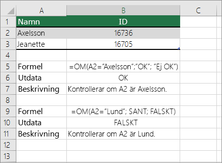 Exempel med OM