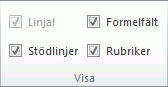 Alternativ i gruppen Visa på fliken Visa
