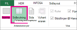 Klicka på Förhandsgranska sidbrytning på fliken Visa