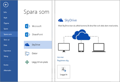 Spara en fil på OneDrive