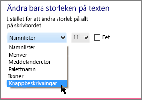 Formatinställningar för Windows 8-verktygstips