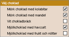 Exempel på kryssrutor