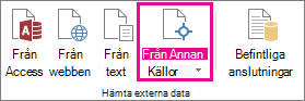 Knappen Från andra källor på fliken Data