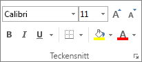 Gruppen Tecken på fliken Start