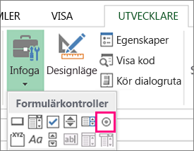 alternativknappkontrollen i menyfliksområdet