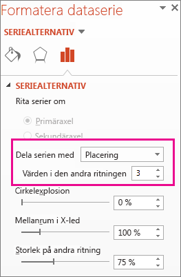 Rutan Dela serien med i fönstret Formatera dataserie