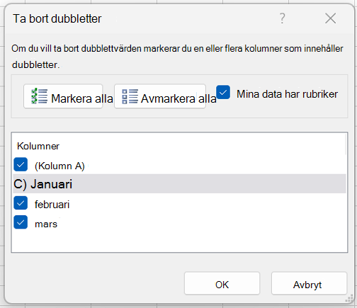 Ta bort dubbletter 5