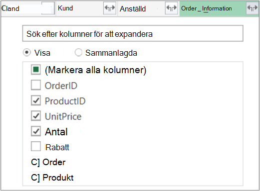 Expandera tabellänk för Order_Details