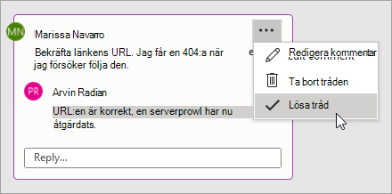 Arbeta med en kommentar