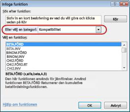 Infoga funktion - Dialogruta