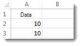 Data i cellerna A2 och A3 i ett Excel-kalkylblad