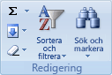 Bild av menyfliksområdet i Excel