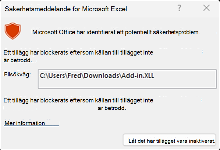 Blockera XLL-panelen