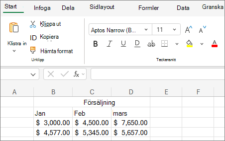 Skärmbild av den nedrullningsbara listan välj en annan teckenstorlek.