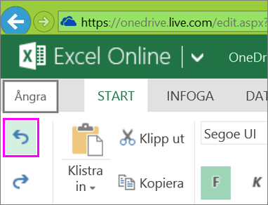 knappen för att ångra en åtgärd