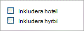 Kryssrutorna Inkludera hotell och Inkludera hyrbil