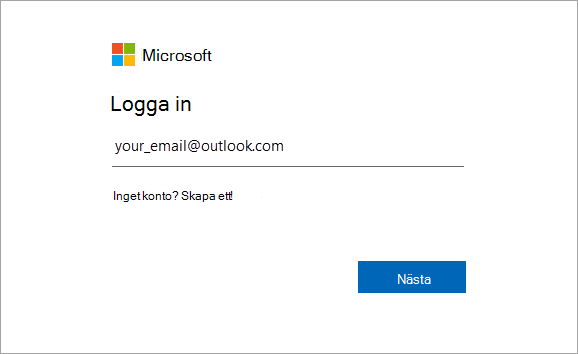 Ange den e-postadress som är kopplad till Office.