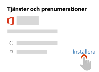 Visar länken Installera på sidan Tjänster & prenumerationer