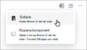 Alternativet Copilot-sidor för att dela en sida via en sidlänk.