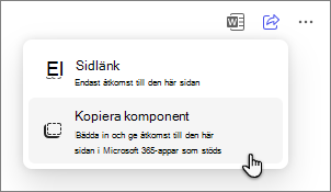 Copilot-sidor delar ett sidalternativ för kopieringskomponenten.