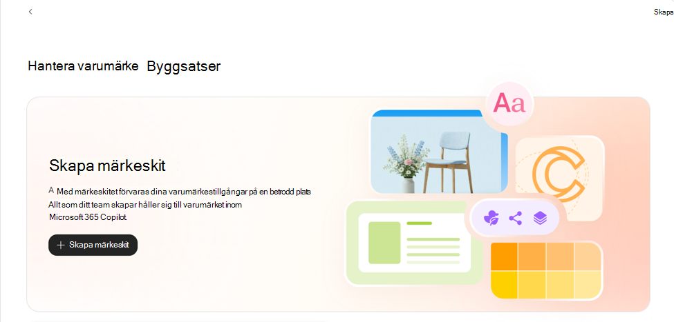 Skärmbild som visar ett märkeskit.