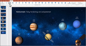 Skärmbild som visar en PowerPoint-bild som innehåller information om närkontakt.