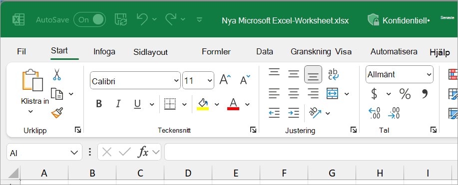 Ny Excel-fil