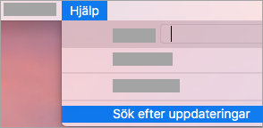 Hjälp > sök efter Uppdateringar