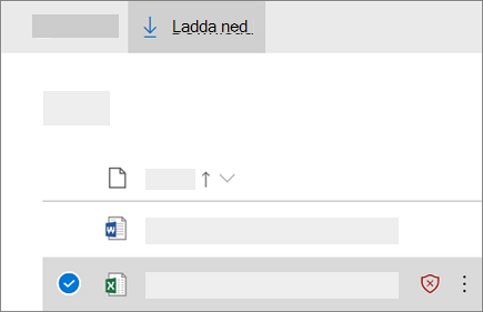 Skärmbild av nedladdning av en blockerad fil i OneDrive för företag