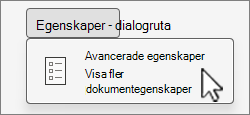 Öppnar Avancerade egenskaper