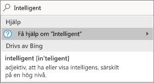 Sökningen Berätta med ett definierat ord
