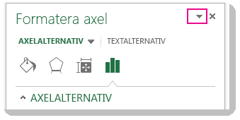 Den översta delen av fönstret Formatera axel med pilen markerad
