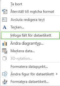 Kommandot Infoga fält för dataetikett på snabbmenyn
