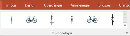 I galleriet för 3D-modellvyer finns några praktiska förval som hjälper dig att ordna vyn av en 3D-bild