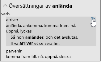 Översättningsalternativ för ett ord