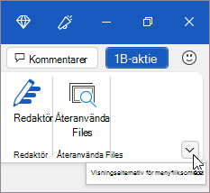 Knappen Visningsalternativ i menyfliksområdet