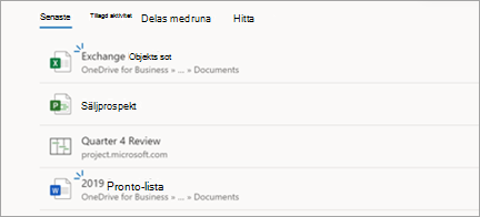 Visar projektfiler i Microsoft Edge