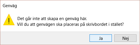 Genvägsavisering på Win 10