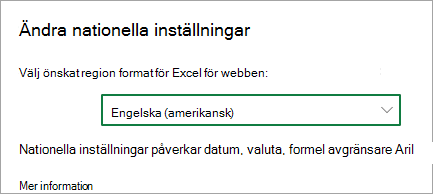 Ändra regionala formatinställningar