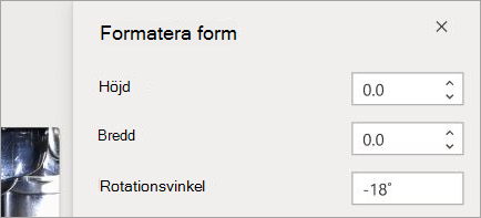 Visar kontroller för figurformatering