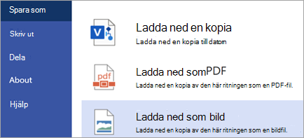 Visar alternativet Ladda ned som bild